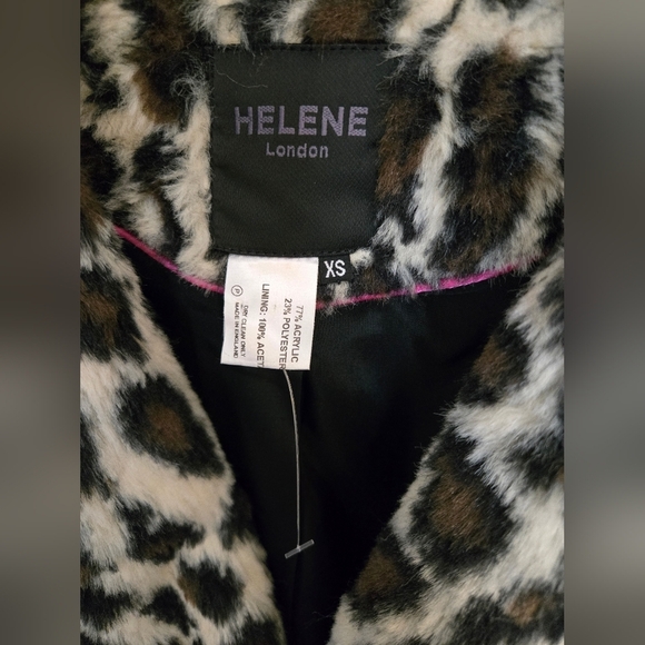 HELENE London women's leopard print faux fur coat | size xs - Picture 3 of 7